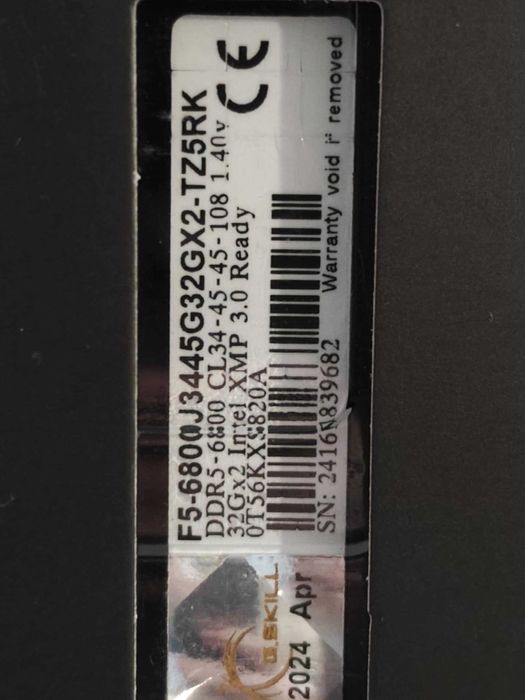 G.Skill Trident Z5 RGB RAM DDR5 32 GB 6800MHz CL34 używane 1 KOŚĆ 32gb