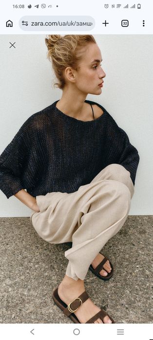 Zara. Замшеві шльопанці на низькому ходу