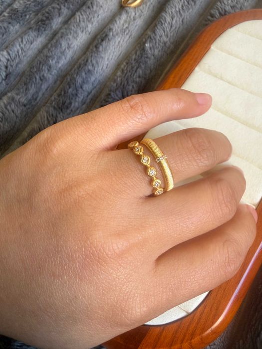 Anel Estreito em Prata 925 Escovada Empilhável Artesanal Tamanho ring