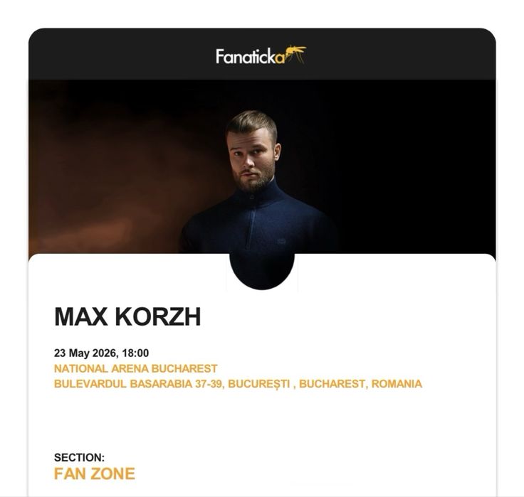 МАКС КОРЖ ФАН ЗОНА - Билет на концерт в Бухаресте