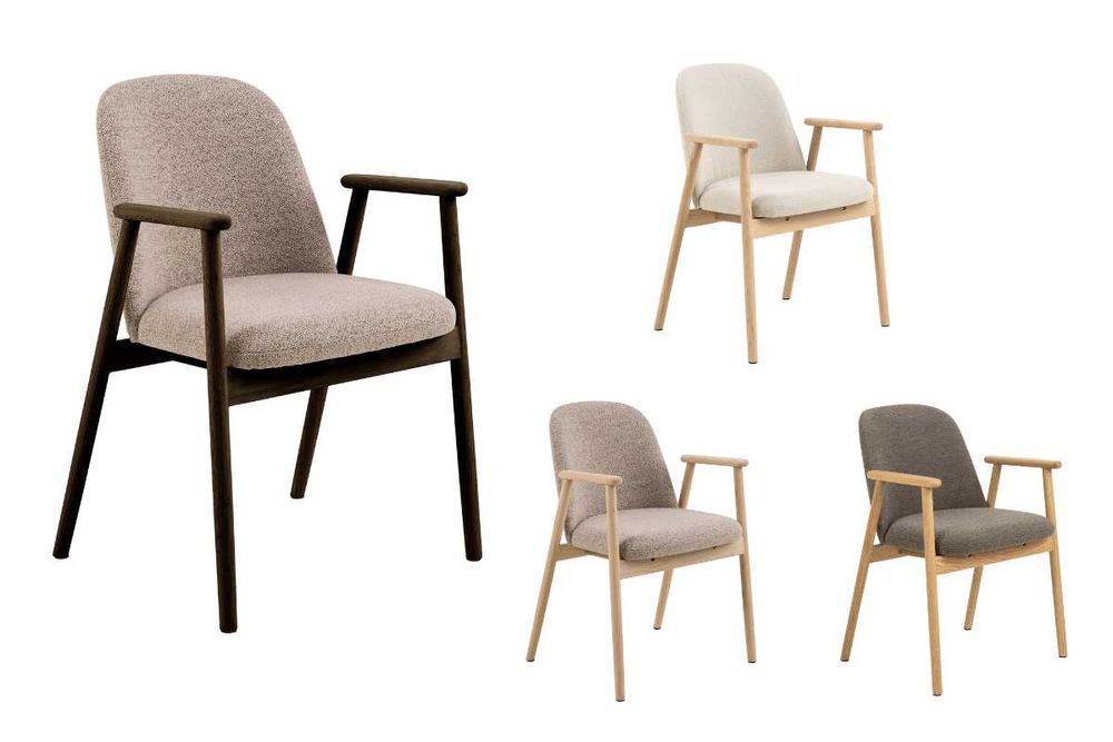 RODERIC Brąz_Beż - KRZESŁO Drewniane BOUCLÉ do Salonu Jadalni Biura