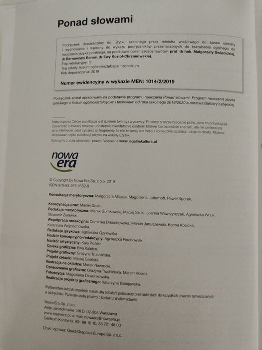 Ponad słowami 1 komplet podręczników część 1 i 2