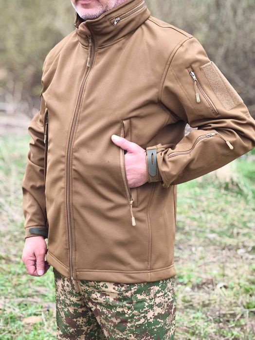 Куртка тактична Softshell з прихованим капюшоном | Софтшелл Койот B&L