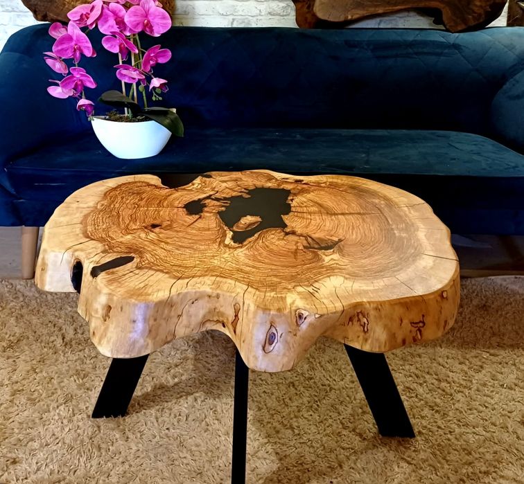 Stolik kawowy 67x50cm live edge plaster drewna loft