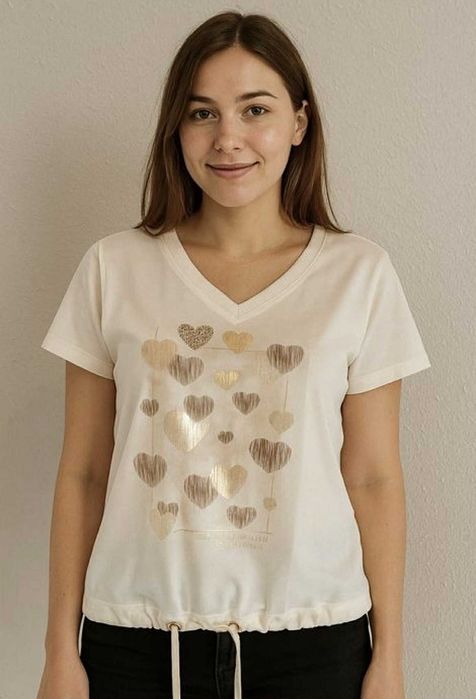 Nowa bawełniana bluzka damska Megi Collection z krótkim rękawem