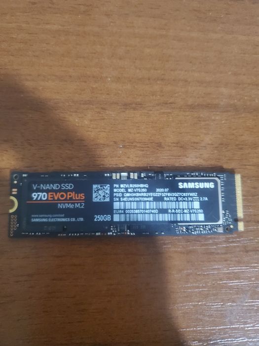 Ssd samsung 970evo plus,980pro 250gb nvme