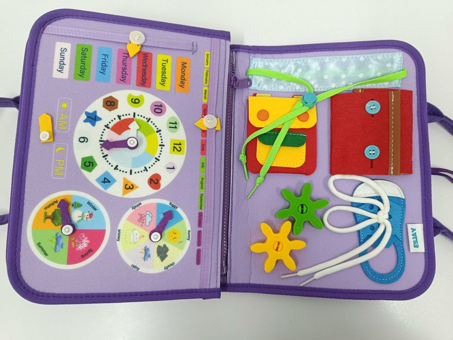Książeczka sensoryczna Busy board Materiałowa Tablica manipulacyjna