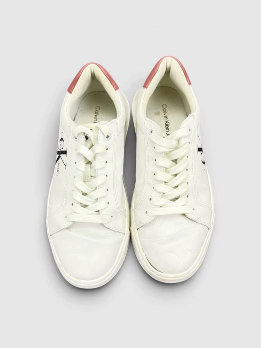 Buty Sportowe Calvin Klein Jeans Chunky Cupsole Monologo Biały Różowy Rozmiar 38