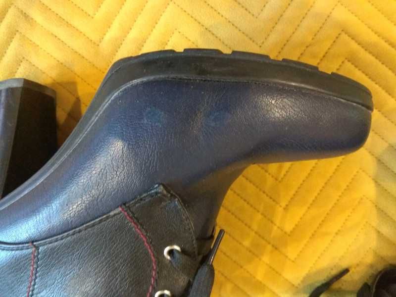 Botki granatowo - czarno - bordowe 39