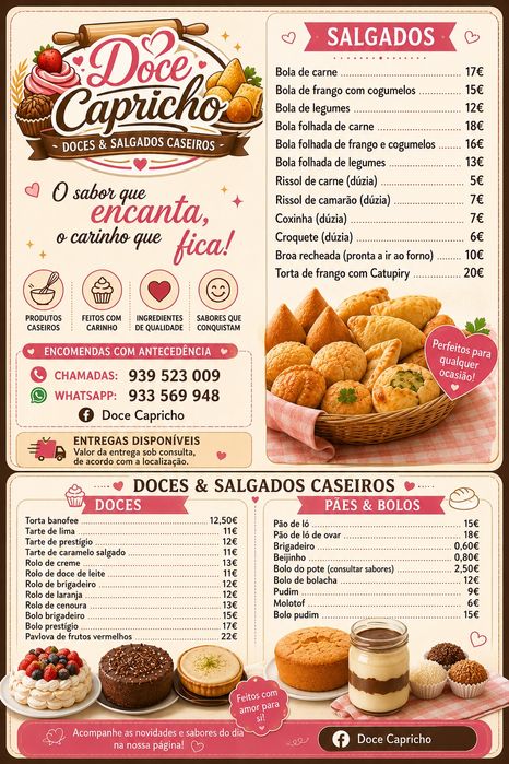 Faço doces e salgados caseiros