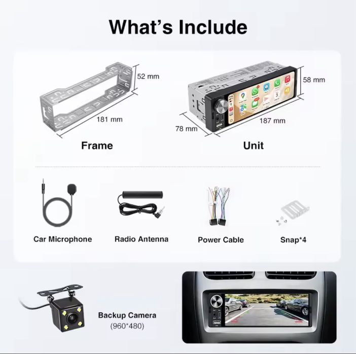 Radio 1 din universal Carplay e Android Auto