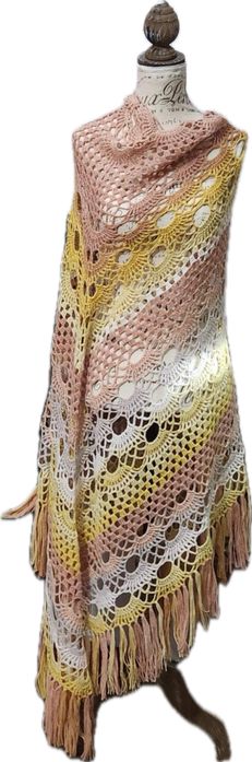 Chusta strzałka recznie robiona na drutach