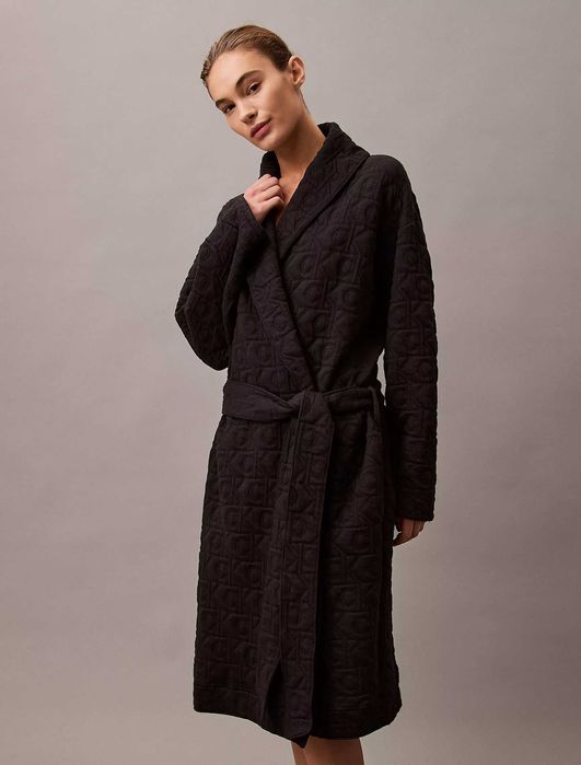 Женский стеганый халат calvin klein (ck mono logo robe) с америки xs-s