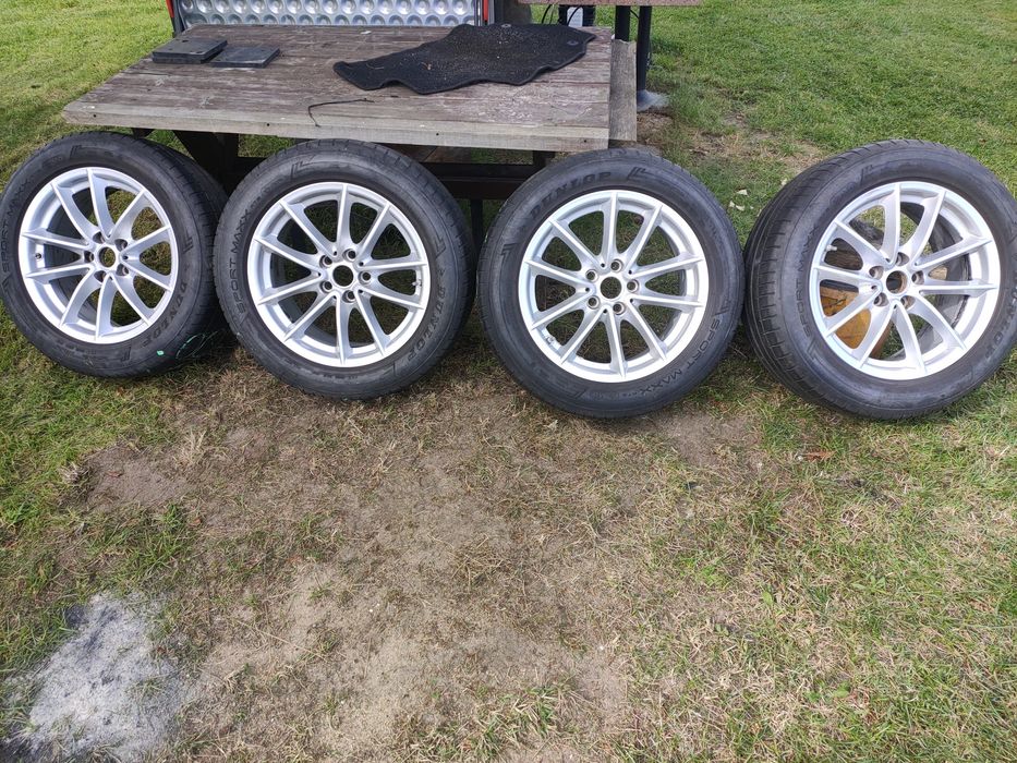 Felgi koła z oponami letnimi DUNLOP 225/55R17 BMW AUDI VW SKODA 17" aluminiowe 5x112