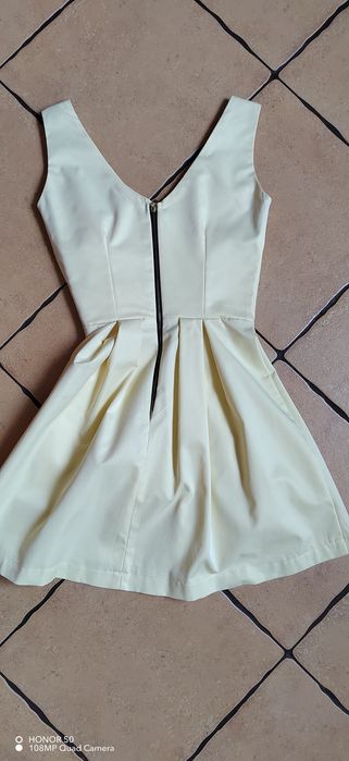 Sukienka żółta na wesele przyjęcie elegancka wizytowa