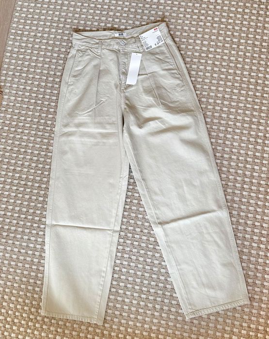 Нові бежеві нюд штани джинси висока талія Uniqlo