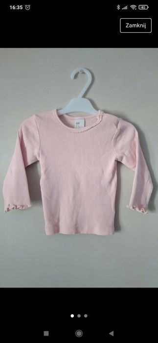Prążkowana bluzka z długim rękawem H&M 68 
pudrowy róż