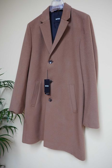 Płaszcz wełniany Boss Hyde Camel roz 50