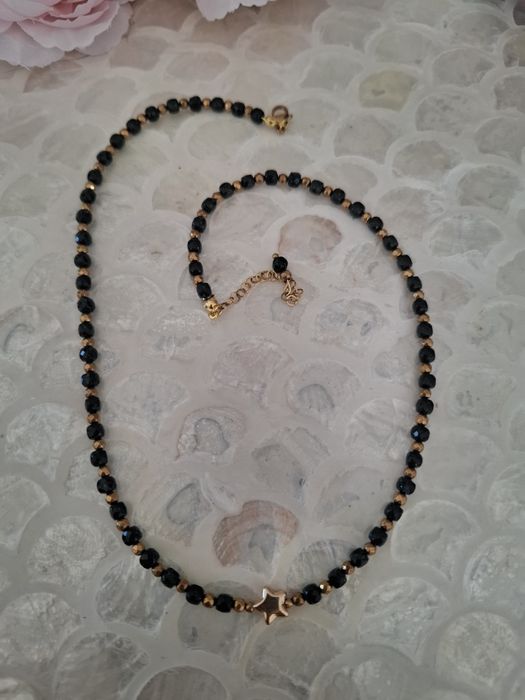 Naszyjnik handmade z naturalnych kamieni hematyt szmaragd nilu