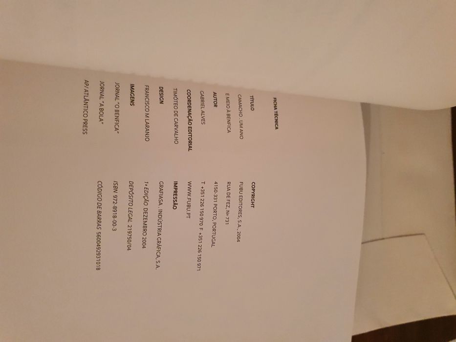 Livro Camacho - Um Ano e Meio à Benfica