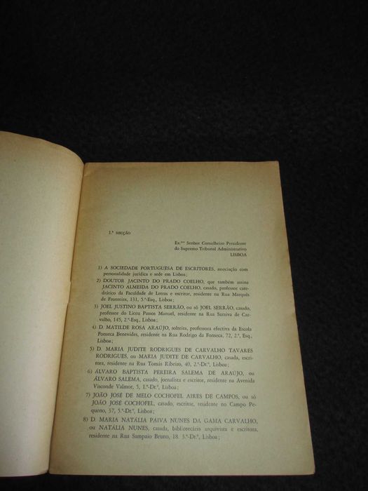 Livro Sociedade Portuguesa Escritores Petição Recurso Supremo Tribunal