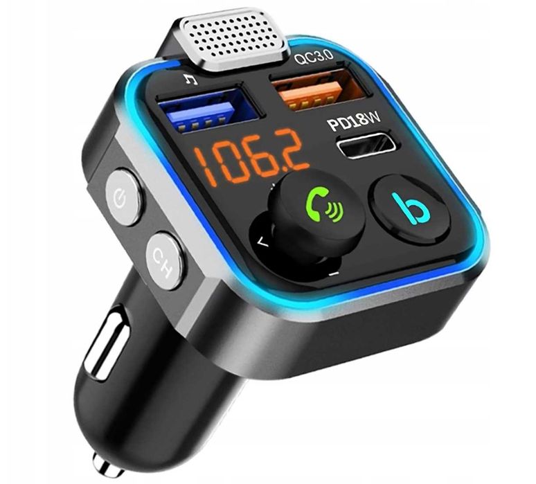TRANSMITER FM bluetooth ładowarka telefonu MP3 2XUSB SD LCD