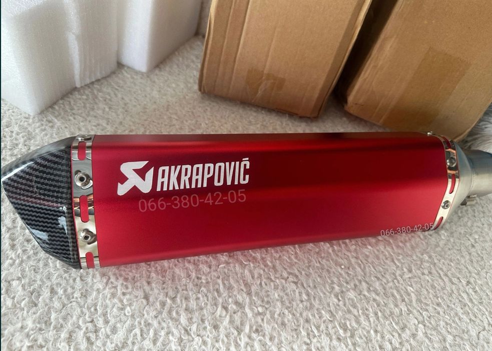 Прямоточний вихлоп Akrapovic / глушник прямоток 47 см наклейкай флейта