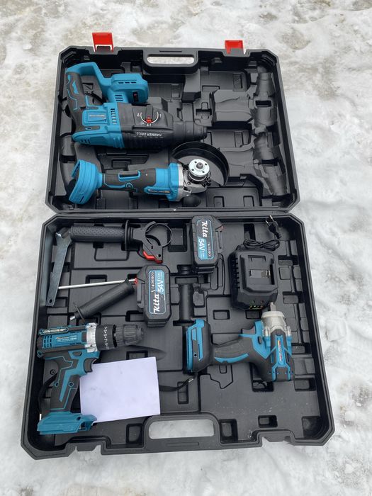 Акамуляторний Набір 4в1 Гайковерт! Болгарка! Шрубоверт! Відбойник! 54W