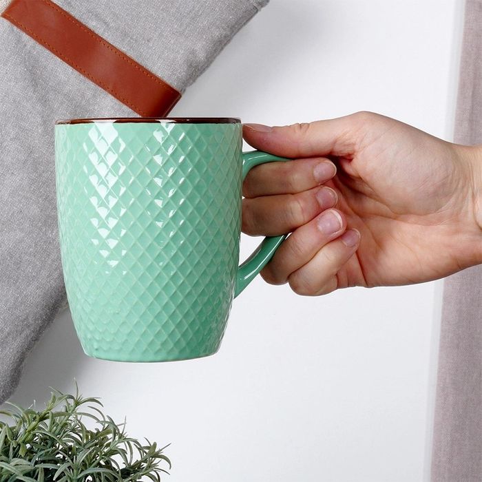 Zestaw 4 Kubków Ceramicznych Do Kawy Herbaty 400ml Dekoracyjne Mebliva