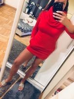 Czerwona ocieplana sukienka z golfem kominem czerwona M nowa