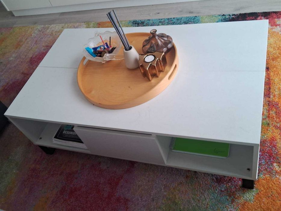 Mesa de centro branca com arrumação – 1,04 m