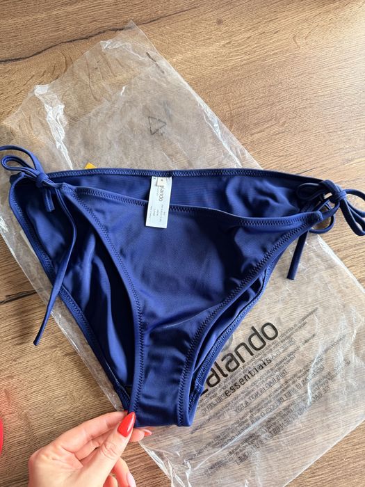 Zalando bikini dół stroju kąpielowego wiązany granatowy r M
