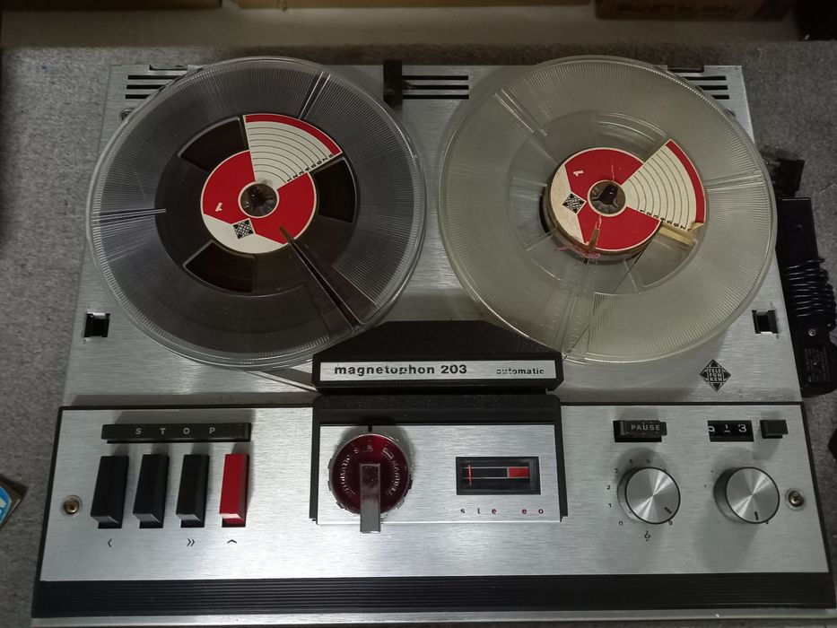 Gravador/Leitor de bobines a funcionar.