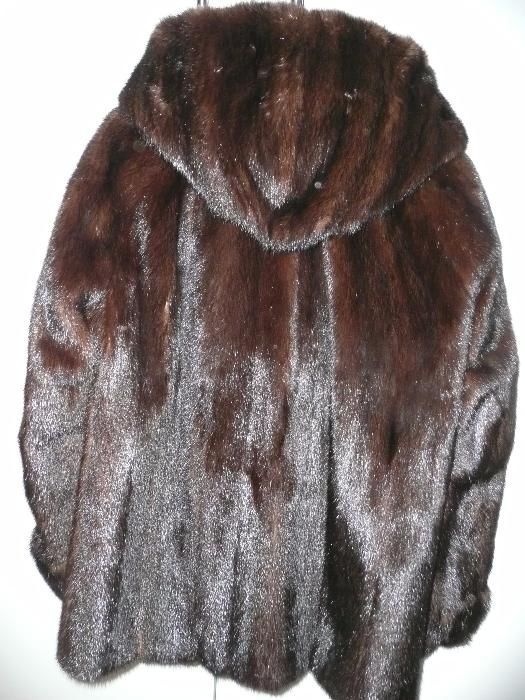 Полупальто Saga Furs Темно коричневая норка с капюшоном, 44 - 48 разм