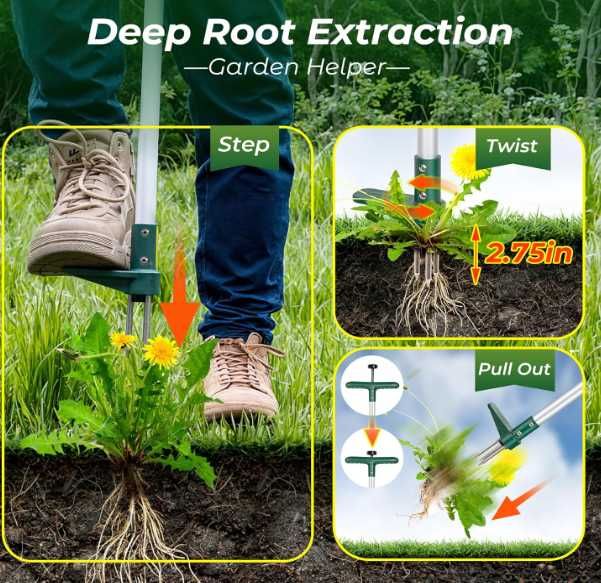 Wyrywacz chwastów Walensee 100 cm stal nierdzewna 3 szczęki