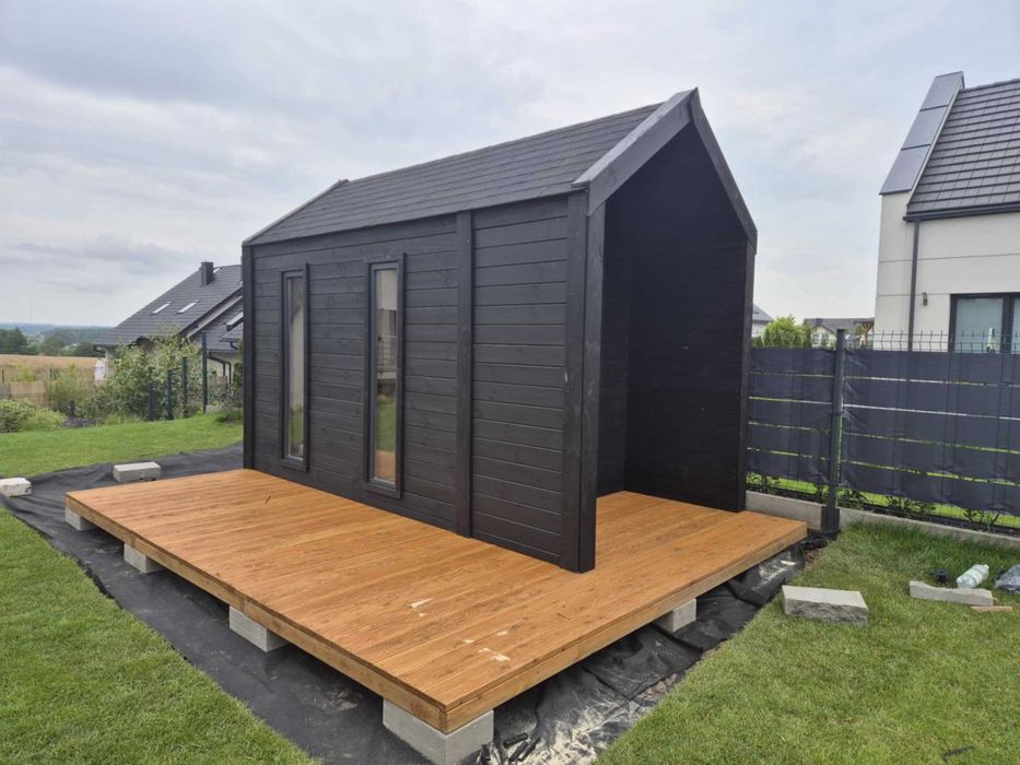 • • • • Domek narzędziowy • • • •  D25 5x3,5 m z tarasem  DREWNOTRIK