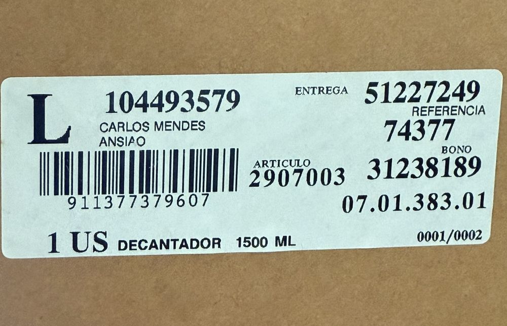 Decantador Bohemia 1,5 ML