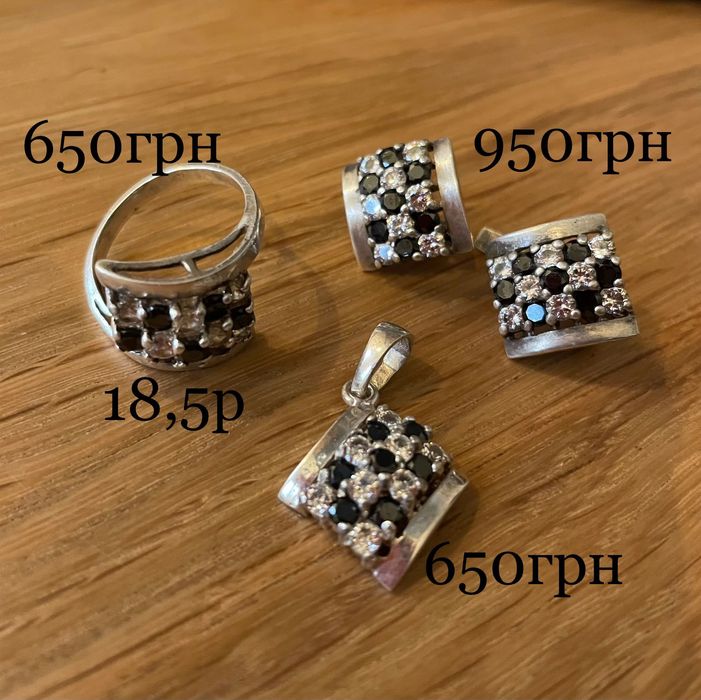 Сережки срібні емаль каблучка підвіска кульчики серебро