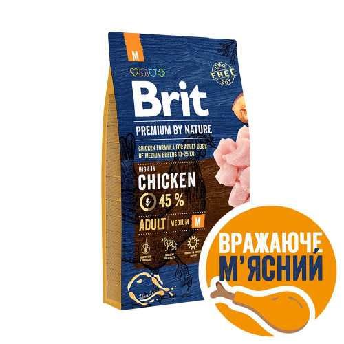 Корм Brit Premium Dog Adult M дорослих собак середніх порід курка 8 кг