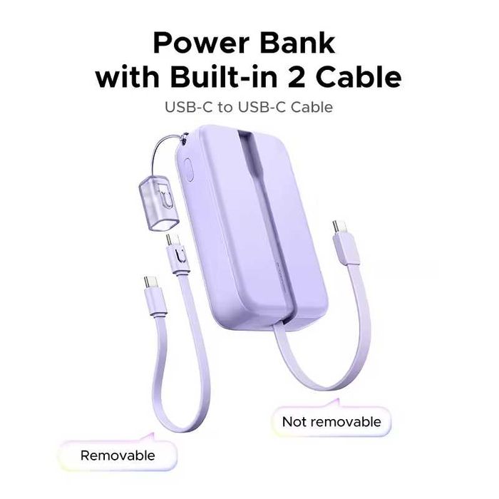 PowerBank UGREEN 20000мАч, двойной кабель, быстрая зарядка, 22,5 Вт