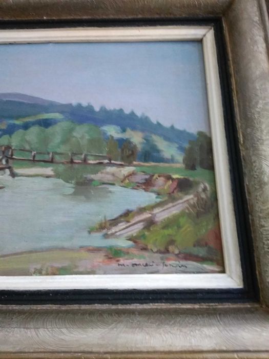 Olejny stary pejzaż sygn. M. Oracki -Serwin