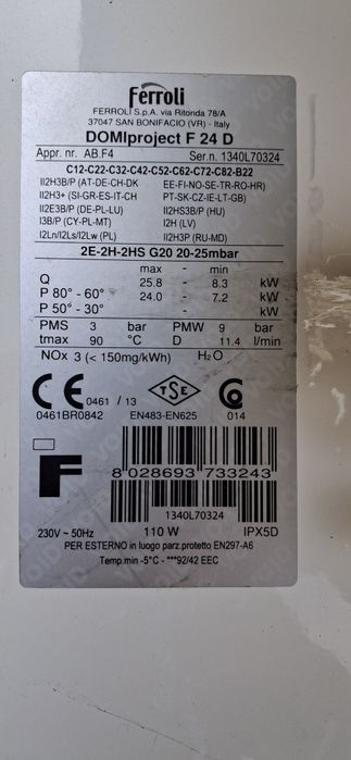Piec gazowy Ferroli F524D