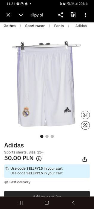 Spodenki sportowe Adidas Real Madrid