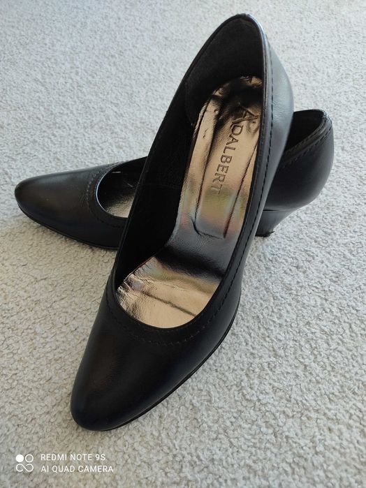Klasyczne czarne wygodne buty czółenka skóra r.35 jak nowe