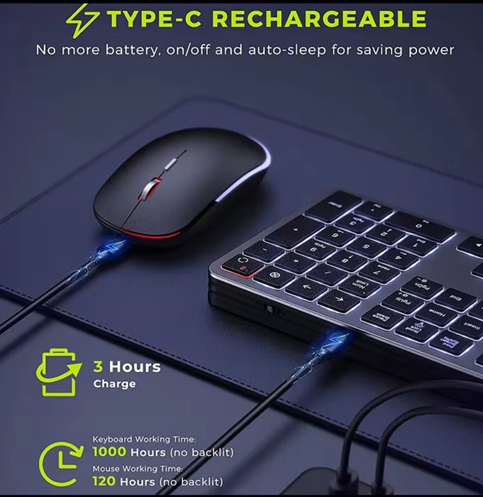 Teclado ultra slim sem fios retroiluminado + rato