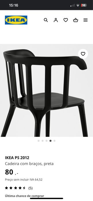 Cadeira com braços, preta