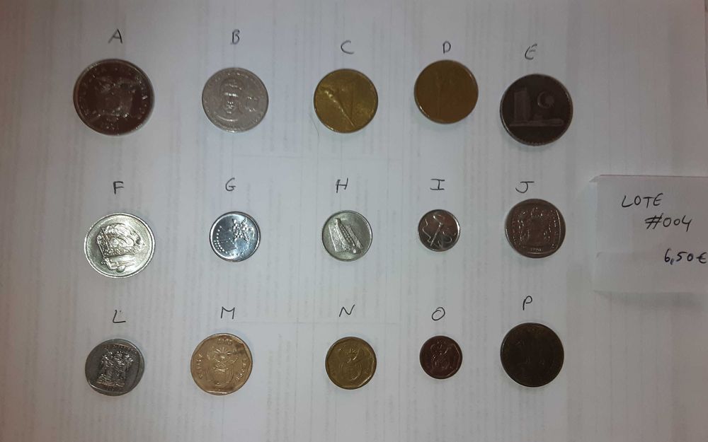 4 lotes de moedas – 15 moedas cada (Portugal e mundo)