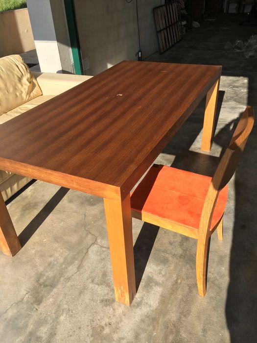 Table and Six Upholstered Chairs (Orange Color)64751798714370120