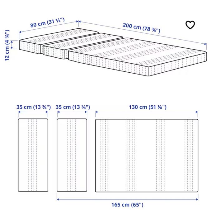 IKEA Extendable Mattress, 80x200 cm, in Excellent Condition64553041575681121