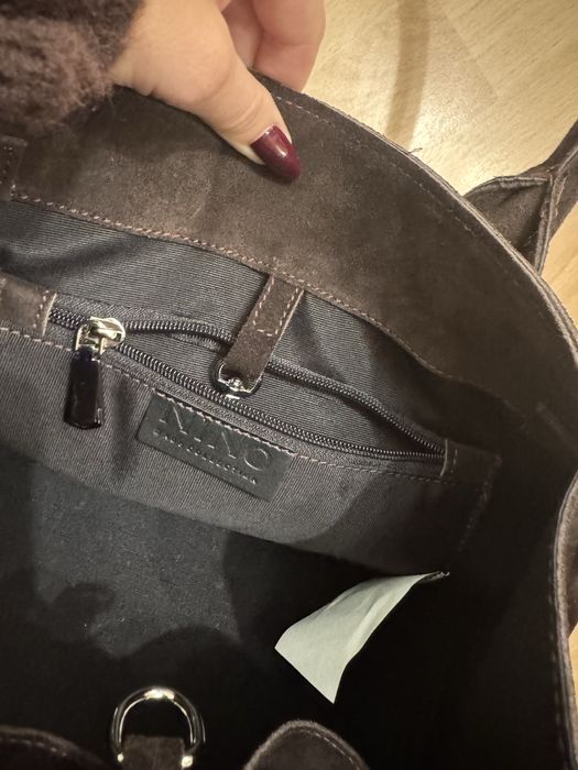 Шоколадна замшева сумка